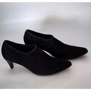 Ecco Danish Design Woman Suede Ankle Boots Black Booties Size 9 US / 40 EU